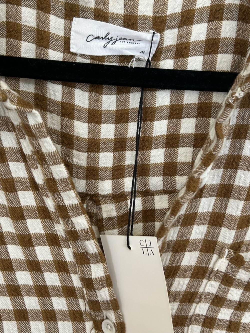 NEW Carly Jean Los Angeles Brown & White Gingham dress - Picture 3 of 3